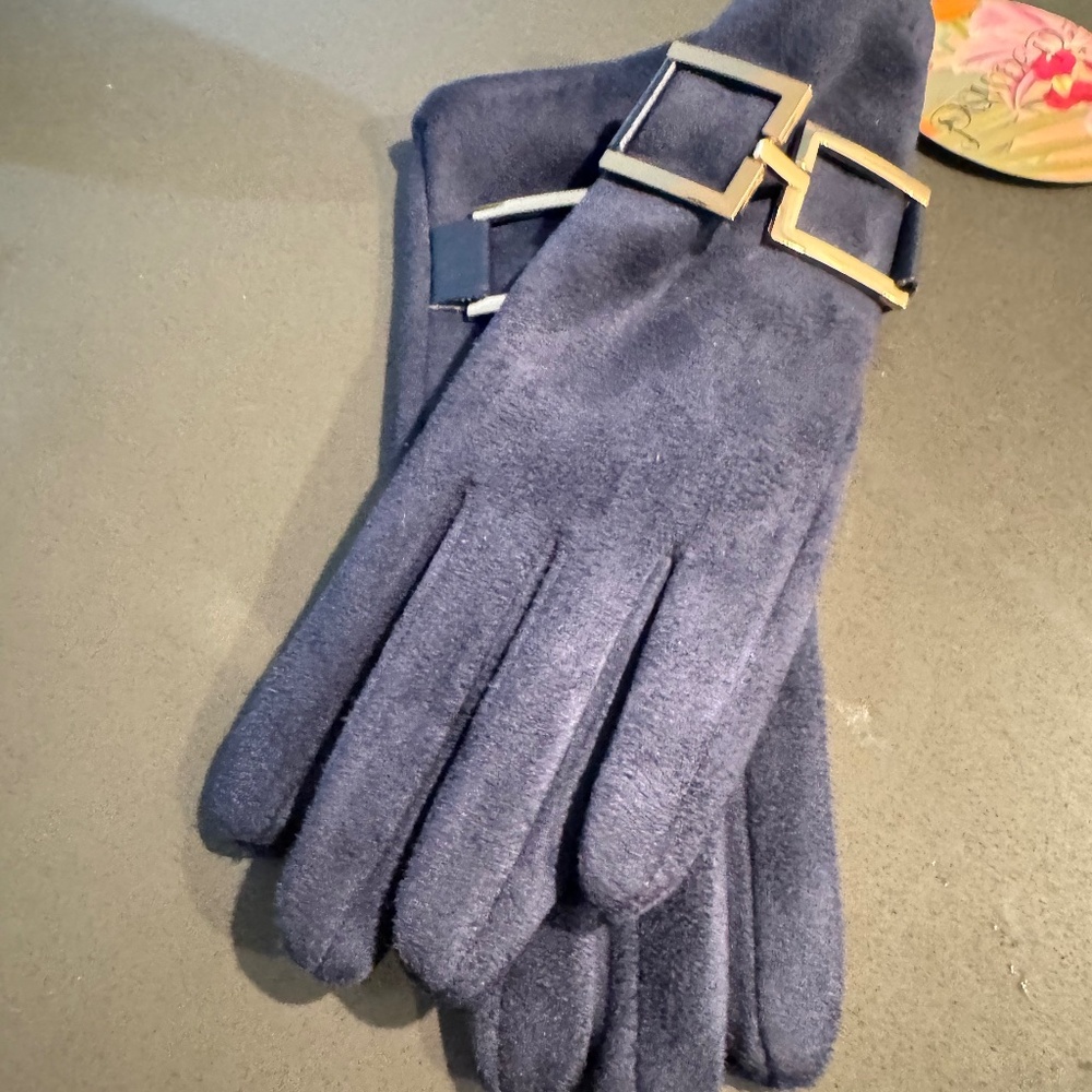 POWDER Navy Blue with Buckle Gloves NWT